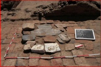 Altar and red brick pavement in situ, church SR022.A